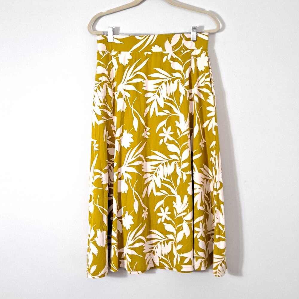 Pact Organic Tropical Palm Midi Skirt Chartreuse